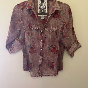 Floral Button-Up Women Top